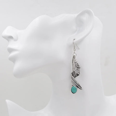 Ginasy Bohemia Spiral Drop Earrings Teardrop Simulated Turquoise Dangle Earrings Fashion Jewelry for Women Girls Valentines Day Gifts