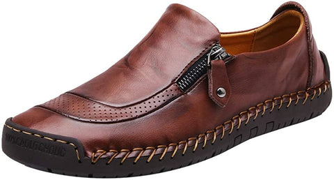 JINGJING Men Loafers Casual Zipper Non-Slip Soft Comfortable Slip On Loafers