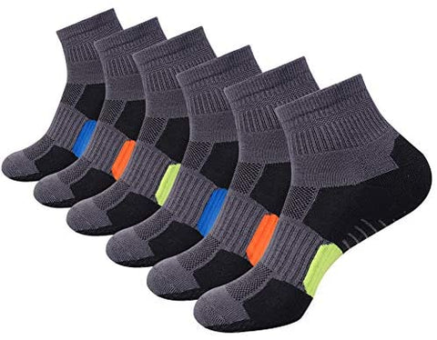 Mens Ankle Athletic Socks Quarter Cushioned Sports Running Casual Sock 6 Pack