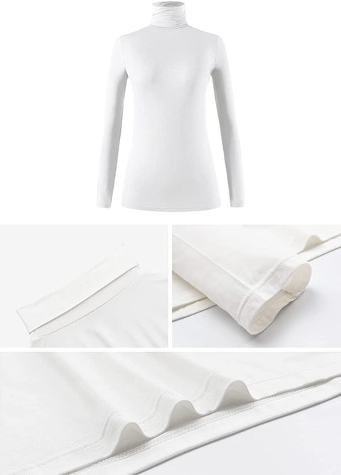 Xelky Womens Long Sleeve Turtleneck Shirt Lightweight Slim Turtle Neck Active Tops Basic Pullover Undershirt 2 Pack
