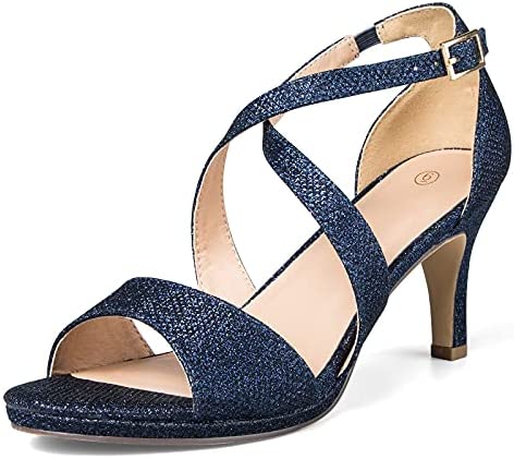 mysoft Women's Stilettos Sparkly Strappy Wedding Shoes Open Toe Prom Pump Heel Sandals