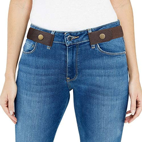 Women/Men Buckle-Free Elastic Belt for Jeans, Ladies Invisible Belt Fits Waist 24-48 inches