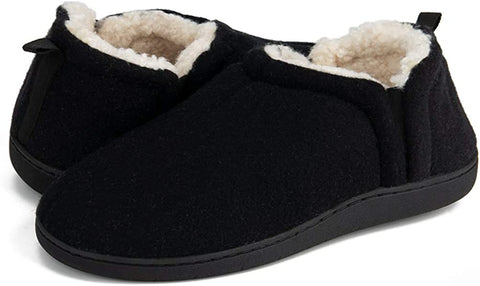 Slippers for Men Cozy Memory Foam Closed Back House Shoes with Plush Sherpa Fleece Lining Anti-Skid Rubber Sole Slip on Flats Slippers Indoor Outdoor