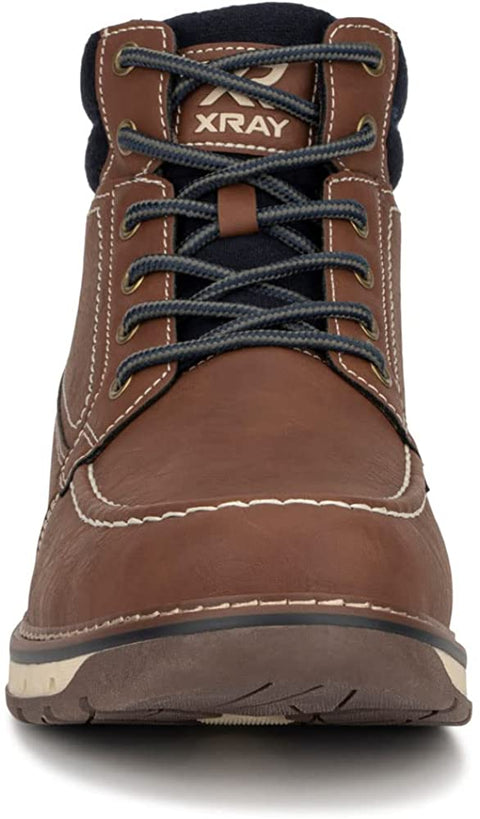 Xray Footwear Men's Icehouse Work Boot, Smooth faux leather, Lace-up front, Moc toe, rubber sole