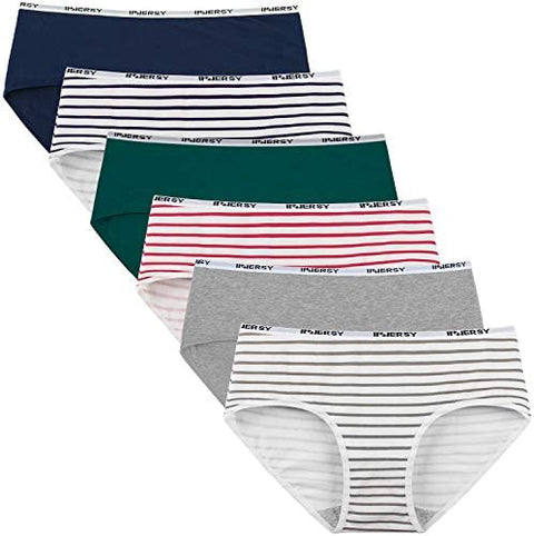 INNERSY Womens Cotton Sporty Underwear Hipster Panties Regular & Plus Size 6-Pack