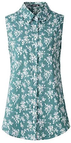 TIMSEM Womens Sleeveless Floral Printed Chiffon Casual Blouse Shirts Tops