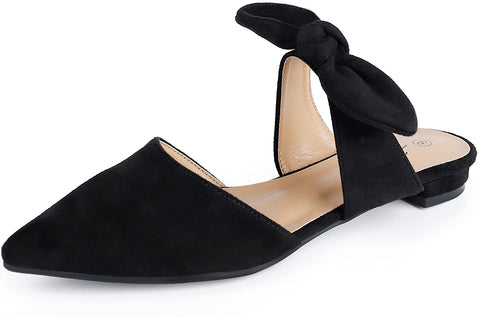 Heel The World Women's Mules Pointed Toe Flat Shoes with Bow