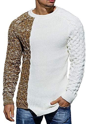 Mens Pullover Sweater Slim Fit Winter Casual Chunky Ribbed Knit Twisted Long Sleeve Sweaters