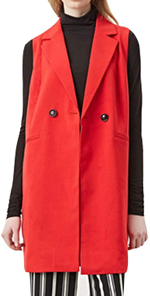 Womens Open Front Long Vests Sleeveless Draped Cardigan Layering Vest with Pockets