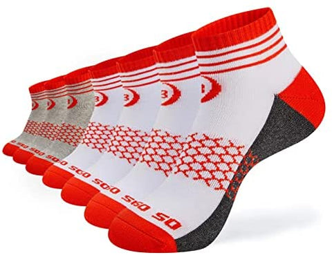 Womens Ankle Socks 7 Pairs Running Athletic Cushioned Sole Heel Shield Socks With Tab