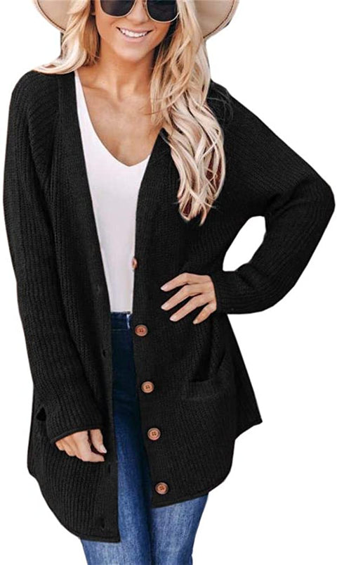 Aoysky Women's Long Sleeve Cable Knit Cardigans Button Down Open Front Chunky Sweater Cardigans