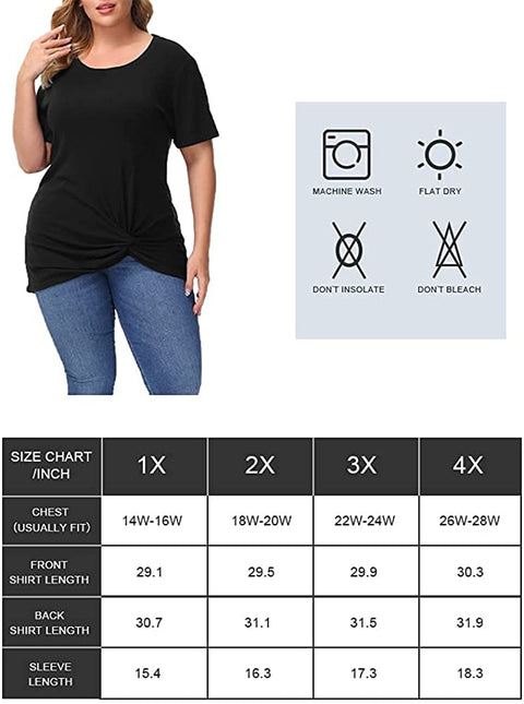 Womens Plus Size Tunic Tops Twist Knot Tunics Short Sleeve Cozy Shirt
