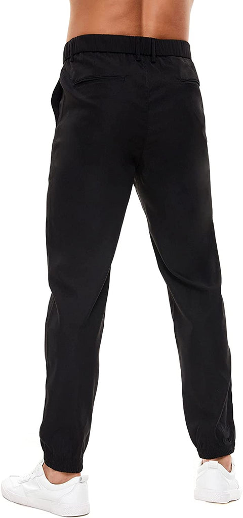 Plaid&Plain Men's Joggers Twill Joggers for Men Slim fit