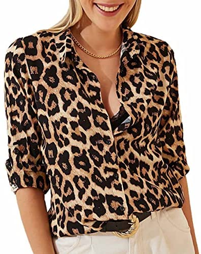 Blouses for Women Fashion, Casual Long Sleeve Button Down Shirts Tops, XS-3XL