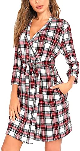 Robe for Women Kimono Robes Soft Bamboo Sleepwear Short Knit Bathrobe Ladies Loungewear S-XXL