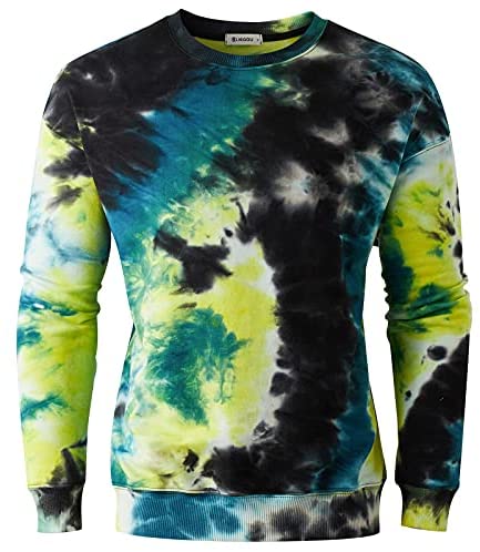 KLIEGOU Men's Fashion Crew Neck Tie Dye Sweatshirt