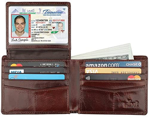 Wallet for Men-Genuine Leather RFID Blocking Bifold Stylish Wallet With 2 ID Window