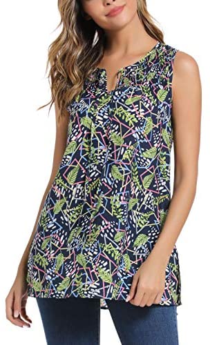 Women's Summer Sleeveless Tie Neck Casual Tank Tops Blouse Shirts