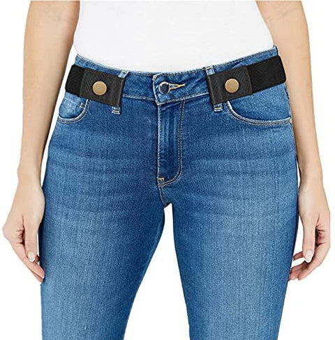 Women/Men Buckle-Free Elastic Belt for Jeans, Ladies Invisible Belt Fits Waist 24-48 inches