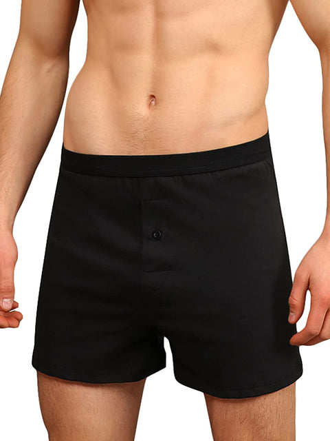 INNERSY Men's Cotton Boxer Shorts Knit Boxers with Soft Stretchy Waistband 4-Pack