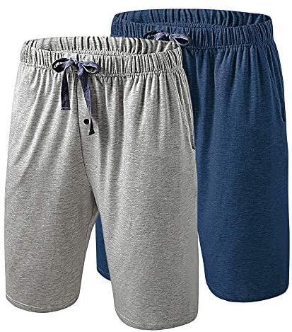 Men’s Pajama Shorts 2 Pack Bamboo Viscose Soft Breathable Pajama Short for Men with Pockets