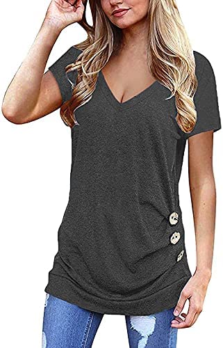 Women's Summer Short Sleeve T Shirts V Neck Casual Tunic Slim Tee Tops