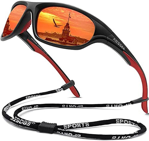 AWGSEE Polarized Sports Sunglasses For Men Cycling Driving Fishing Sun Glasses TR90 Unbreakable Frame 100% UV Protection