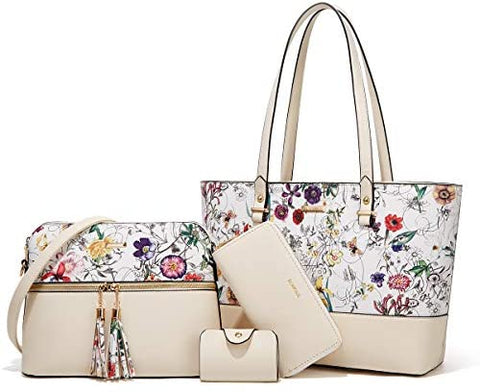 Women Fashion Handbags Wallet Tote Bag Shoulder Bag Top Handle Satchel Purse Set 4pcs