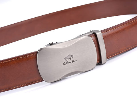 Men Belts Leather Male Slide Ratchet Work Dress Strap w Interchangeable Buckle Beltox （46"-56" Waist Adjustable，Brown NT）