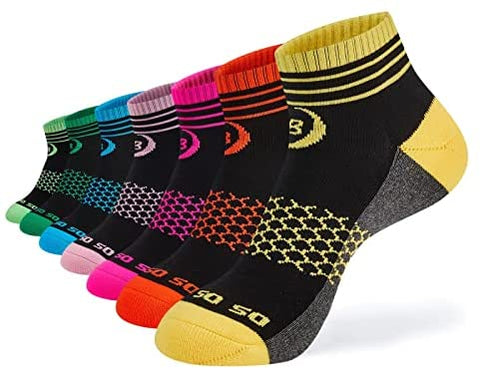 Womens Ankle Socks 7 Pairs Running Athletic Cushioned Sole Heel Shield Socks With Tab