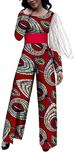 XIAOHUAGUA African Women Jumpsuits Casual Outfits Loose Romper Jumpsuit with Yarn Long Sleeves