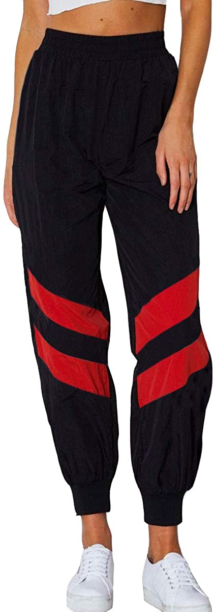 Women's Fashion Color Block Sweatpants Classic Elastic Waistband Jogger Pants