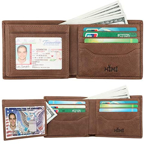 Wallets for Men - RFID Blocking Trifold Genuine Leather Wallet With 2 ID Window