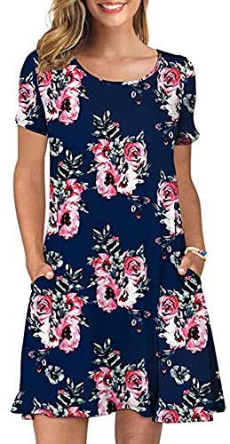 Women's Short Sleeve Swing Dress Sexy Summer Casual T-Shirt Dresses