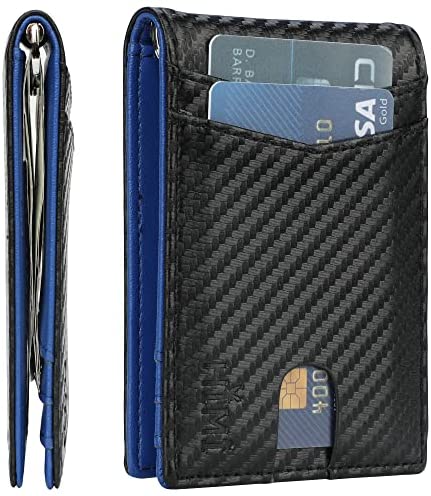 Slim Wallet for Men RFID Blocing Money Clip Wallet Minimalist Bifold Wallet Front Pocket Credit Card Wallet