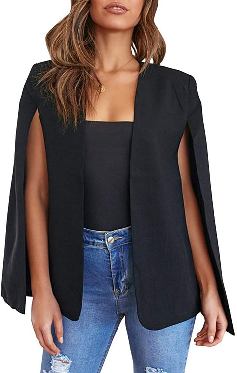 GAMISOTE Womens Cape Blazer Split Sleeve Open Front Casual Jacket Coat Workwear