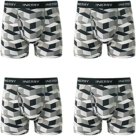 INNERSY Men's Mesh Boxer Briefs Cooling Breathable Sports Underwear W/Fly 4-Pack