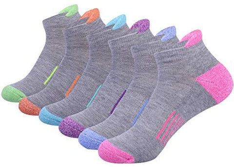 Womens Ankle Athletic Low Cut Tab Socks Cushioned Running Sports 6 Pack