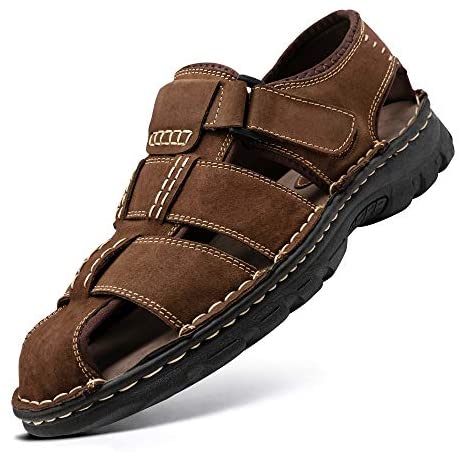 Men's Sandals Summer Casual Genuine Leather Beach Sandals for Men Outdoor and Indoor Comfort Open Toe Fisherman Sandals