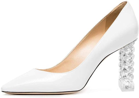 FSJ Women Elegant Pointed Toe Pumps Clear High Heels Lucite Slip On Classic Casual Office Shoes Size 4-15 US