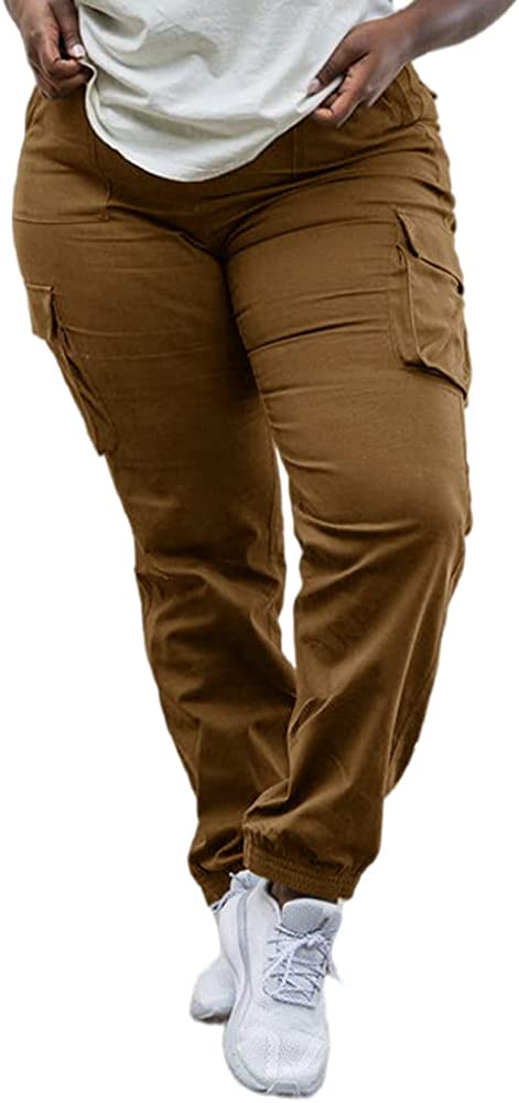 Women's Plus Size Hiking Cargo Pants Relaxed Fit Stretch Sweatpants Joggers Lounge Pants with Pockets
