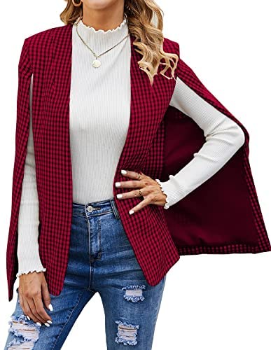 GAMISOTE Womens Cape Blazer Split Sleeve Open Front Casual Jacket Coat Workwear