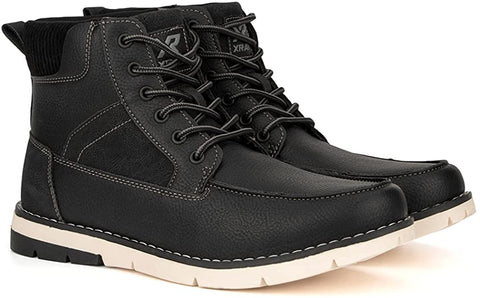 Xray Footwear Ravine Men’s Fashion Classic Combat Leather Ankle Mid-Top Oxford Boots, Round Toe, Thermoplastic rubber Outsole