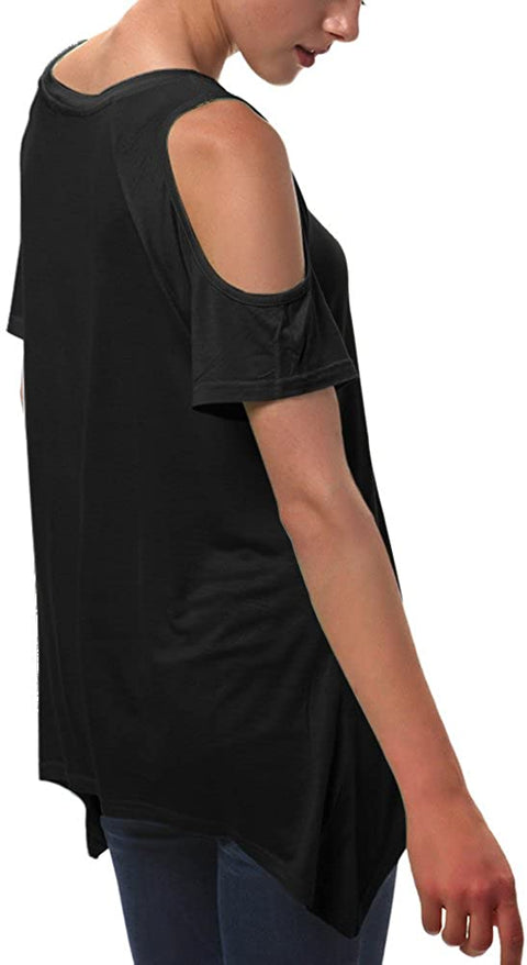 Women's Vogue Shoulder Off Wide Hem Design Top Shirt