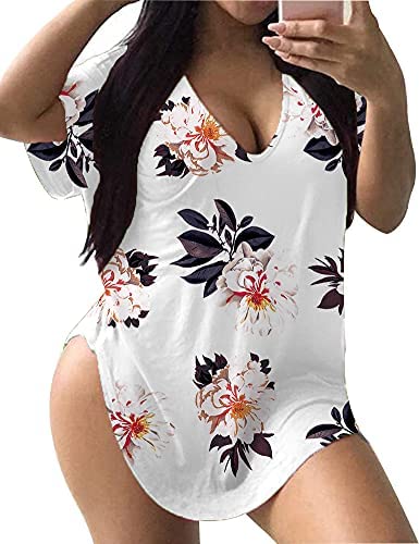 Plus Size Tops for Women Tie Dye Print Casual Scoop Collar T Shirts with Pockets