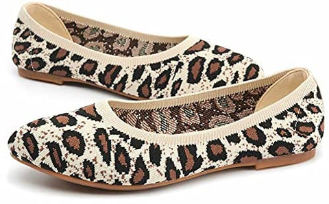 konhill Women's Classic Ballet Flats - Pointy Toe Soft Knit Slip on Dress Shoes