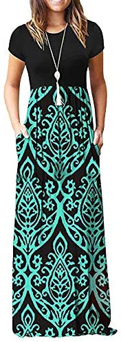 Women's Floral Print Autumn Maxi Short Sleeve Dress Sexy Long Casual Dresses