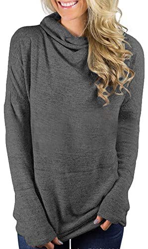 Women's Solid Half High Neck Sweatshirt Plain Long Sleeve Shirt