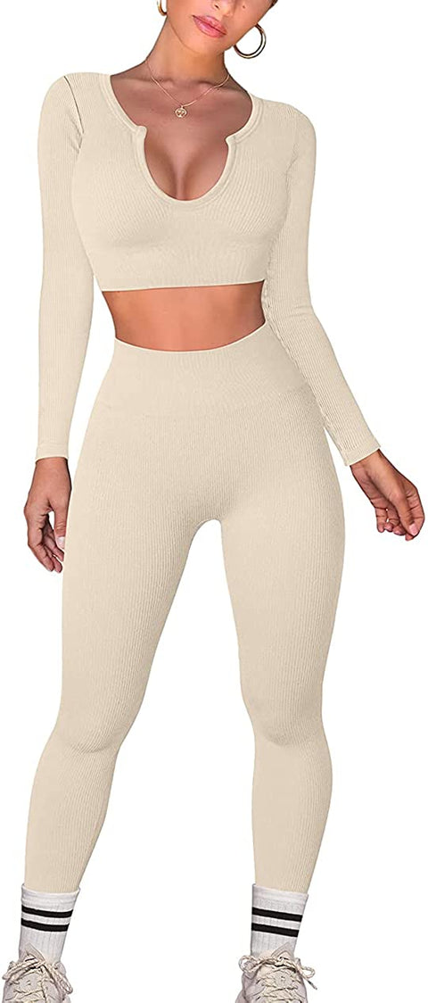 Women's Workout Seamless Outfits Yoga 2 Piece