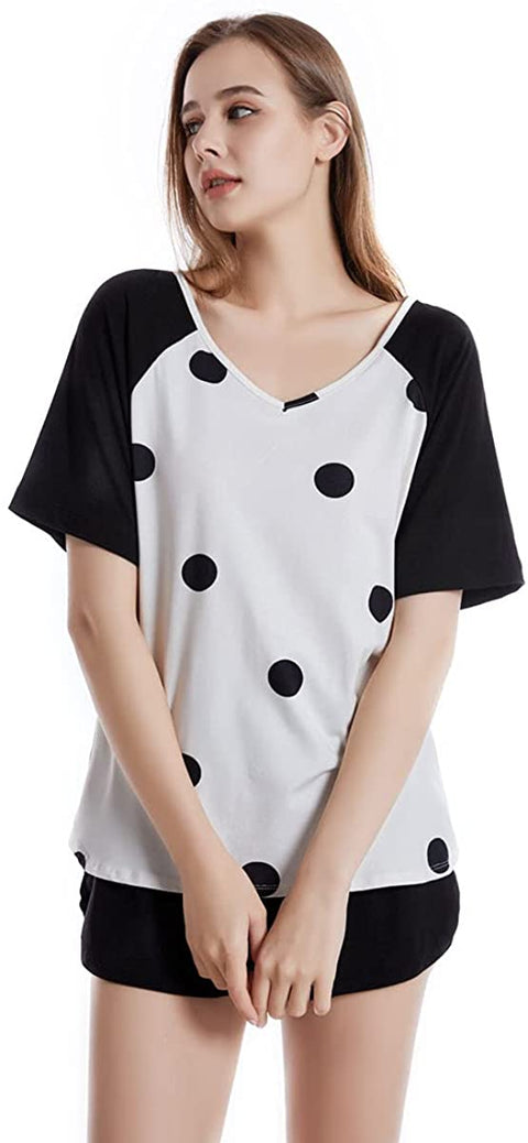 Women's Short Pajamas Set Short Sleeves and Shorts Lounge Bamboo Viscose Pajamas Set 2 Piece